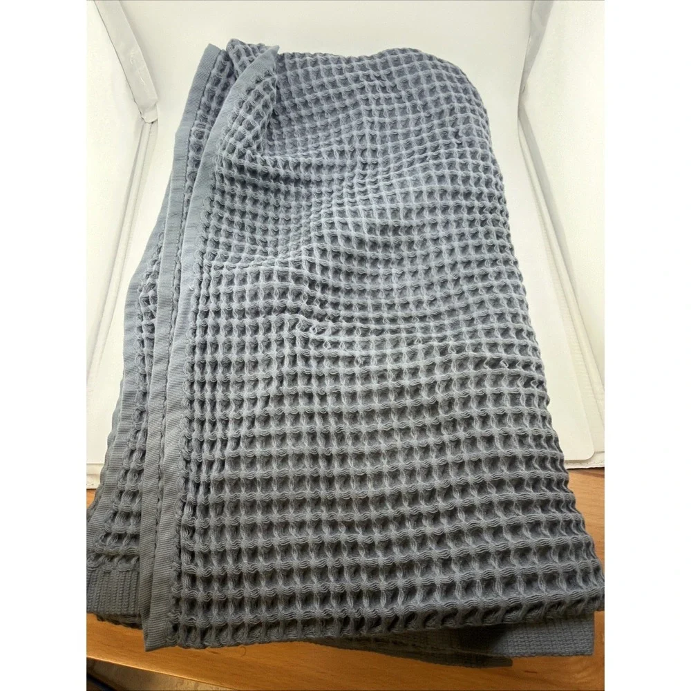Vivamaison‎ Luxury 100% Cotton Waffle Weave  1- Bath 1-Hand Towel Set Indigo